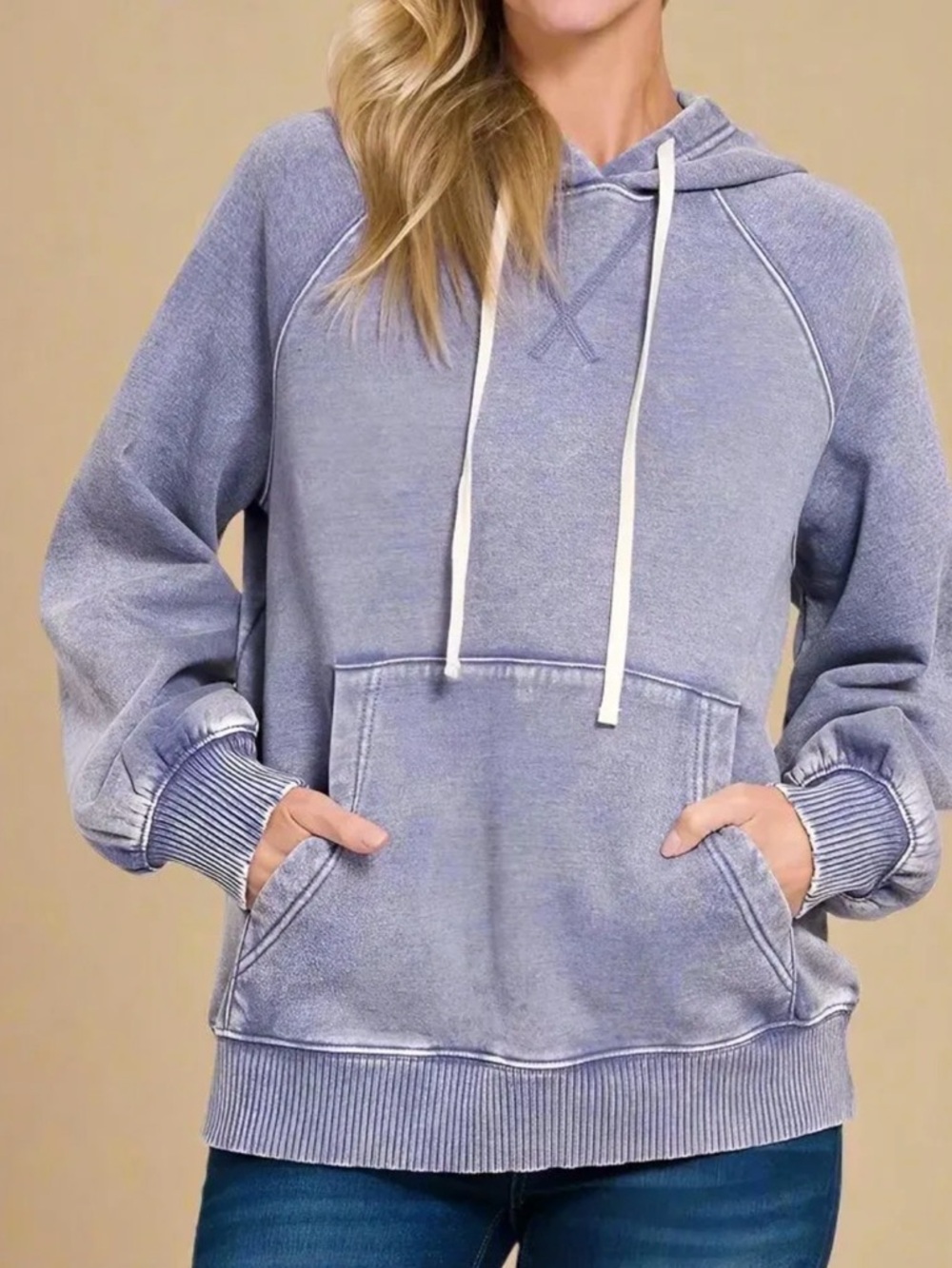 Boutique Piece • Washed Indigo Pullover Hoodie for Women